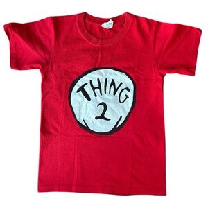 Kids Dr. Seuss Thing 2 Red Crew Neck Short Sleeve T-Shirt 100% Cotton. Size L